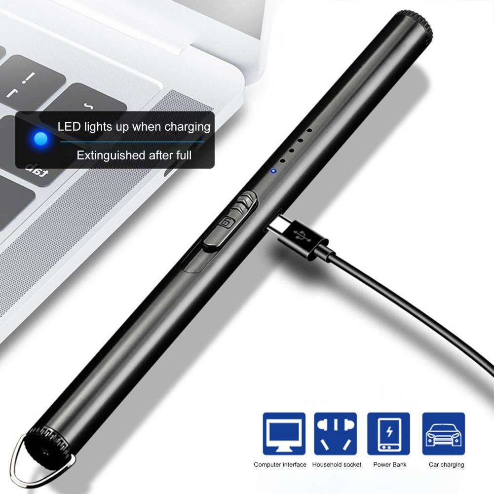 Electric Igniter Windproof Battery Status Display Metal Electric Plasma Igniter with Battery Indicator for Home