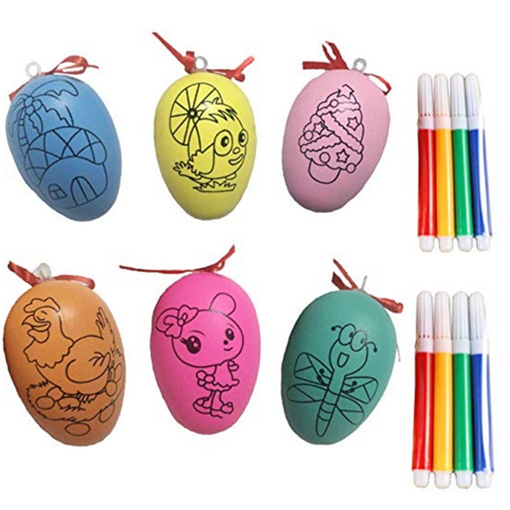 latest saleEaster Eggs 6pcs Plastic Easter Eggs DIY Easter Eggs Plastic Eggs 8pcs Color Pen
