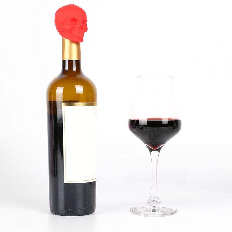 Wine Bottle Stopper Silicone Reusable Skull Shape Silicone Bottle Cork Keep Wine Fresh For Home Party XHC88