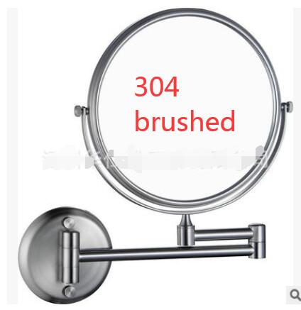 Espejos de baño de 8 pulgadas, espejo redondo de 2 caras con aumento de 3 aumentos, espejo de maquillaje plegable de latón y bronce para pared, 6 colores: 304 brushed