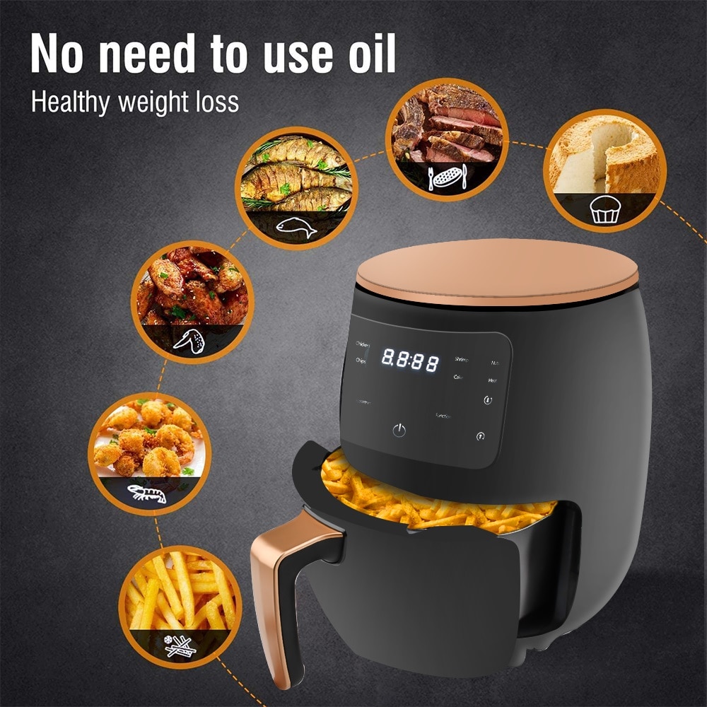 4.5L 1400W 220V Multifunction Air Fryer Oil free Health Fryer Cooker Smart Touch LCD Deep Airfryer Pizza Fryer for French fries