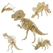 Popolare Divertente 3D Simulazione di Dinosauro Scheletro Di Puzzle FAI DA TE In Legno Giocattolo Educativo per I Bambini Intelligenza Sviluppo Giocattoli per bambini