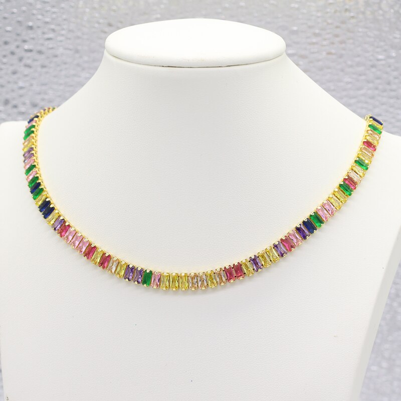 Weihnachten Regenbogen CZ Shiny Wassertropfen Choker Charme Halsketten Charming Frau Hochzeit Party Geburtstag Halsband Schmuck: I style