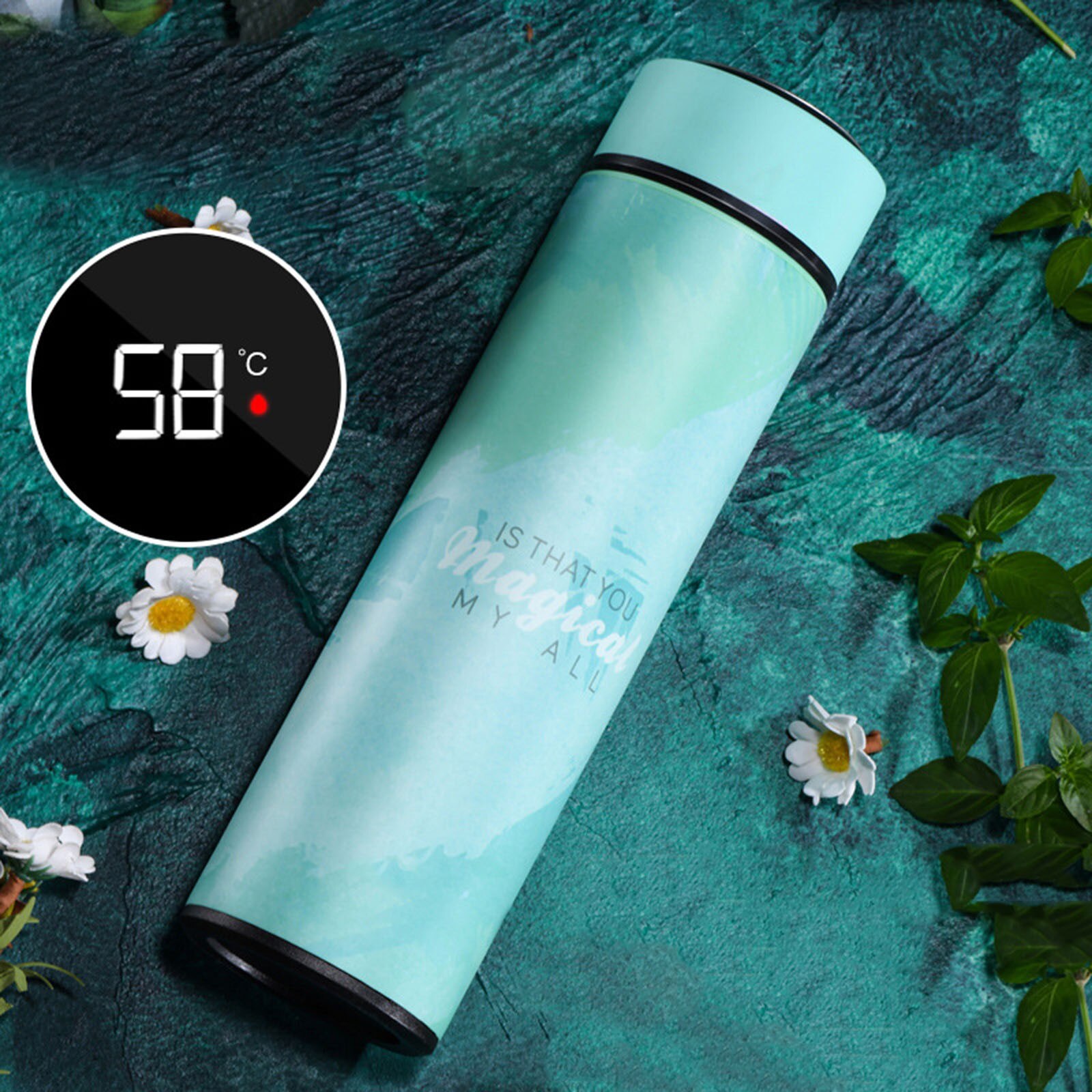 Quatro copos bebendo cor de aço inoxidável garrafa vácuo chaleira inteligente tela lcd display temperatura ao ar livre casa unisex copos água: B