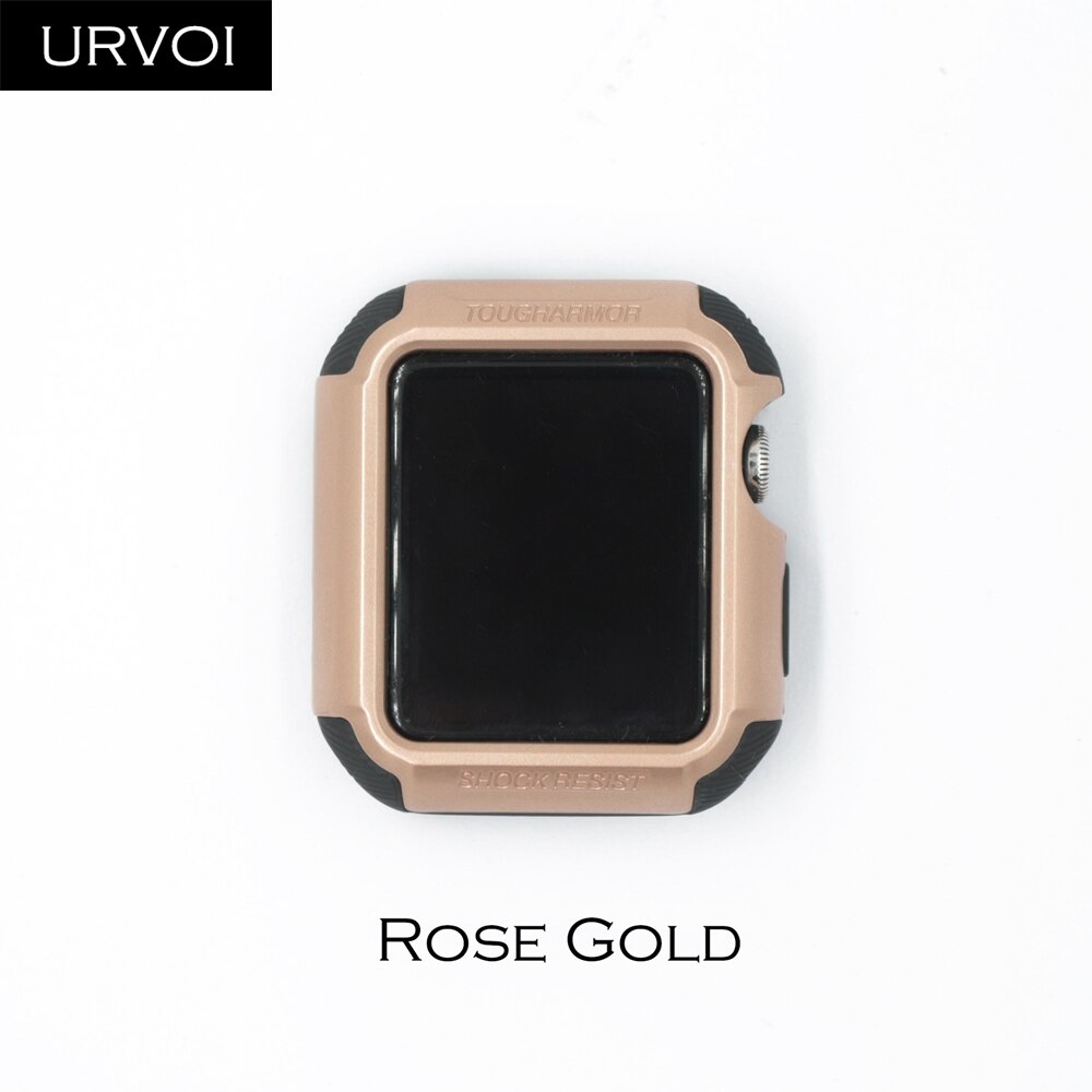 URVOI-funda protectora de silicona para Apple Watch series 3, 2 y 1, protectora completa de color metálico de 38 y 42mm: Rose Gold / For 42mm apple watch