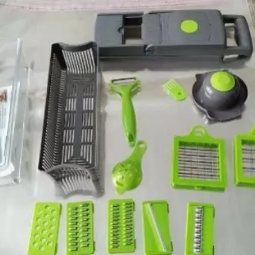 Kjøkken grønnsakskutter multifunksjonell 16- delers sett potetkvern terningverktøy for hjemmebruk for å kutte grønnsaker og frukt: Blå