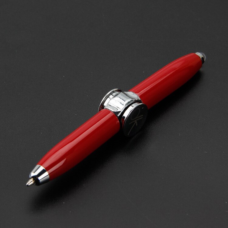 Fingertip Top Ballpoint Pen Multi Function Rotating Luminous Metal Pen LED Decompression Toy Fidget Golden Spinner: Red