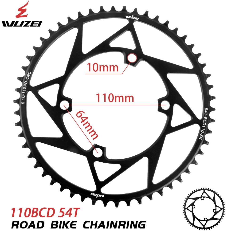 WUZEI Racefiets Kettingblad 110 BCD 36/38/40/42/44/46/48/50/52/54/56/58 T Smalle Brede Sterren Tandwiel 4 Bouten voor Shimano R7000 4700