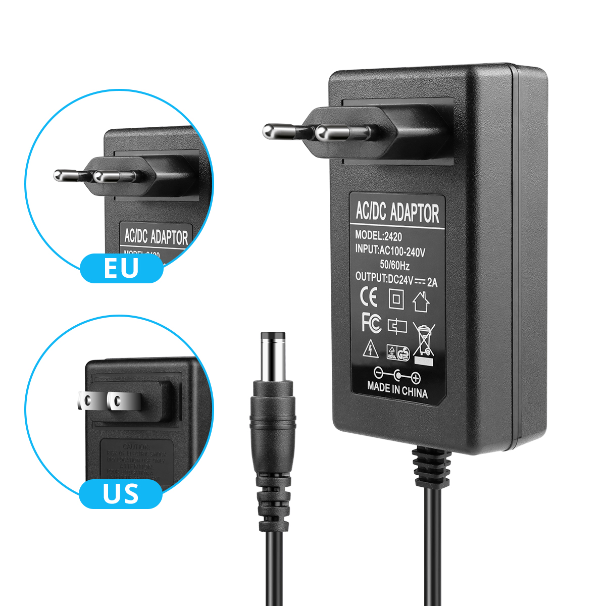 Universal Power Supply Adapter DC24V 2A 3A Lighting Transformer LED Driver EU/US For Home Applicances Equipment
