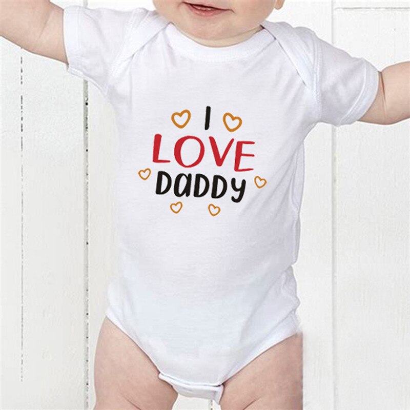 Neugeborenen-Karosserie für jungen und mädchen, kurzarm-strampler mit „ich liebe Papa“-aufdruck, sommer-Gesamt, süße babykleidung