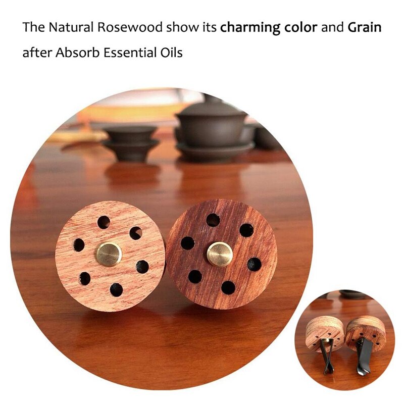 -Essential Oil Diffuser For Car With Vent Clip, Wooden Stainless Steel Lava Stone Aromatherapy Diffuser Locket Mini Air Fresh