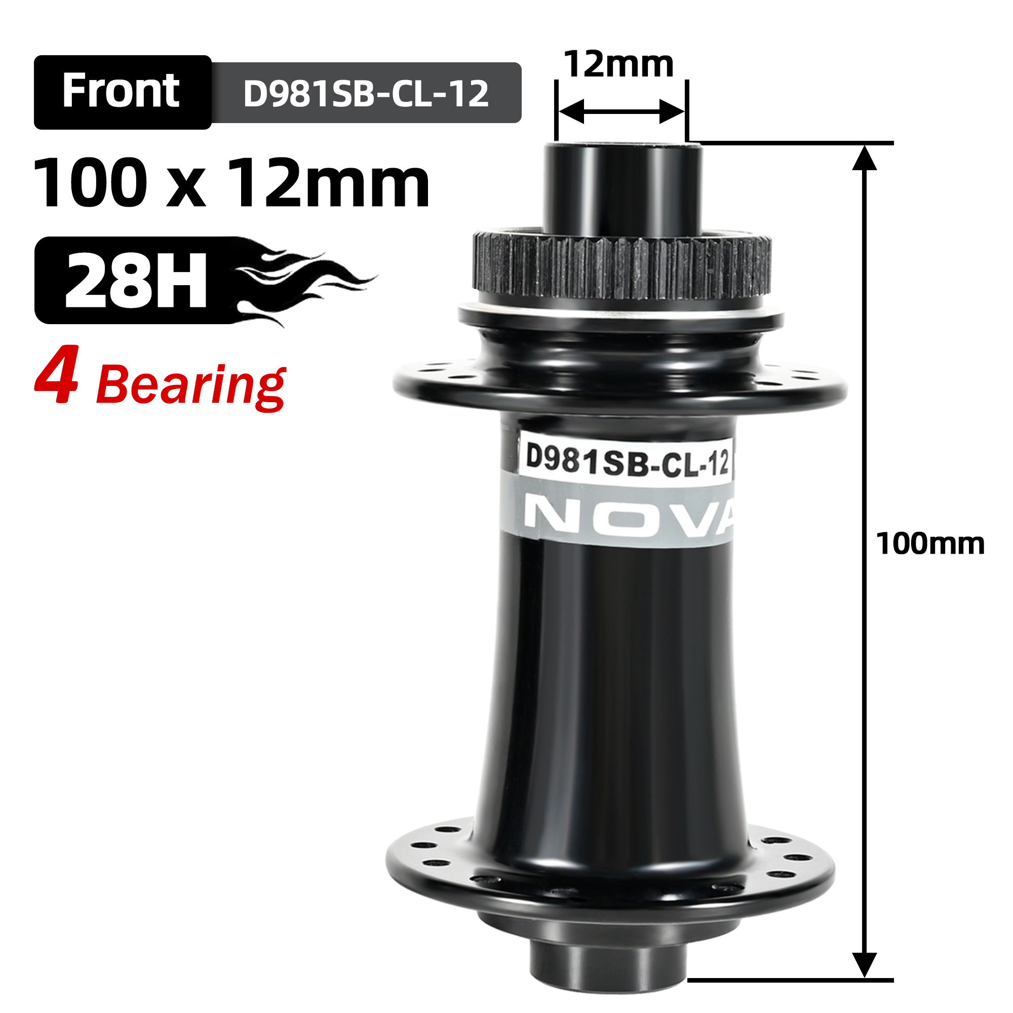 Novatec MTB/Road Bike Hubs D981SB/D872SB Bike Hub Center Lock Disc Brake 28 Holes 4 Bearings HG 8/9/10/11-Speed 100/142x12mm: Red