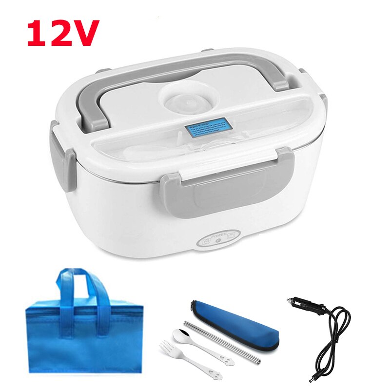Elektrische Lunch Box Edelstahl 12V 24V 220V Auto Hause Schule Mahlzeit Lebensmittel Wärmer Container Heizung Bento box Für Picknick Camping: 12V White- Bag Set