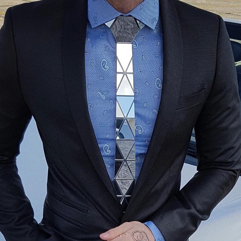 15 Styles Silver Hexagon Ties Stylish Men Skinny Neckties 6cm Luxury Men Box Formal Dress Wedding Accessory Unique: Silver Pyramid