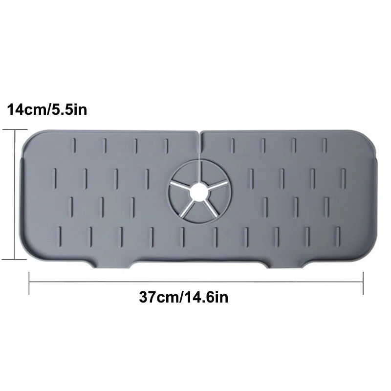 Alfombrilla de silicona para grifo de cocina, escurridor de esponja para fregadero, tapete plegable para fregadero, Protector contra salpicaduras para encimera de baño: Gris