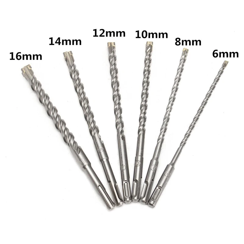 Brocas de martillo eléctrico de 160mm, 5/6/8/10/12/14/16mm, tipo cruzado, aleación de acero de tungsteno SDS Plus para mampostería, hormigón, roca, piedra