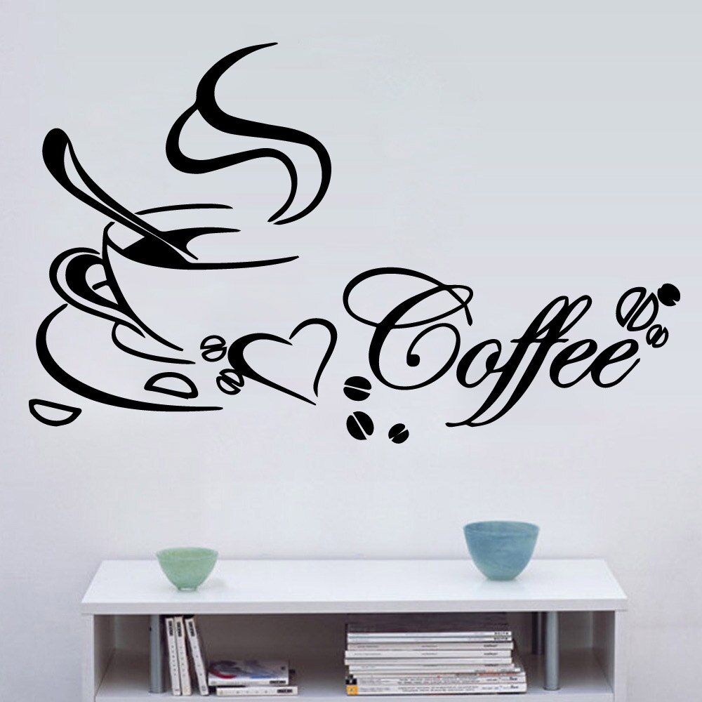 Pegatina de pared de vinilo para café, decoración del hogar para cocina, sala de estar, cafetería, calcomanía de pared, decoración del hogar