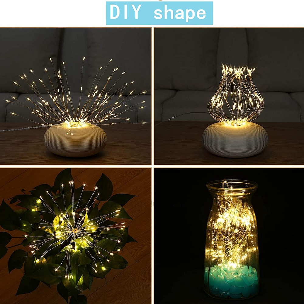 150/200 LED String Fairy Lichter Hängen Starburst Lampe DIY Feuerwerk Weihnachten Girlande Festival Dekoration Fernbedienung Funkeln Lichter