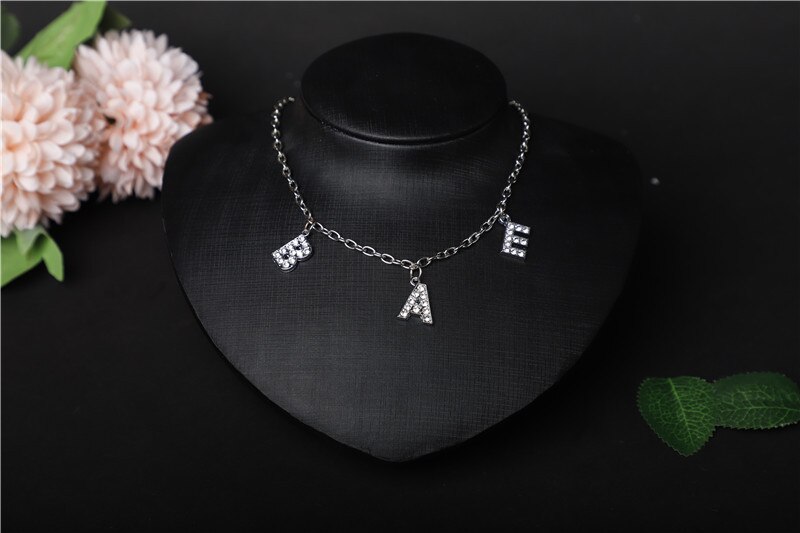 Hiphop DIY Cuban Necklace Rhinestone Letter Necklace Women Gothic Statement Necklace Jewelry Own Style: 6