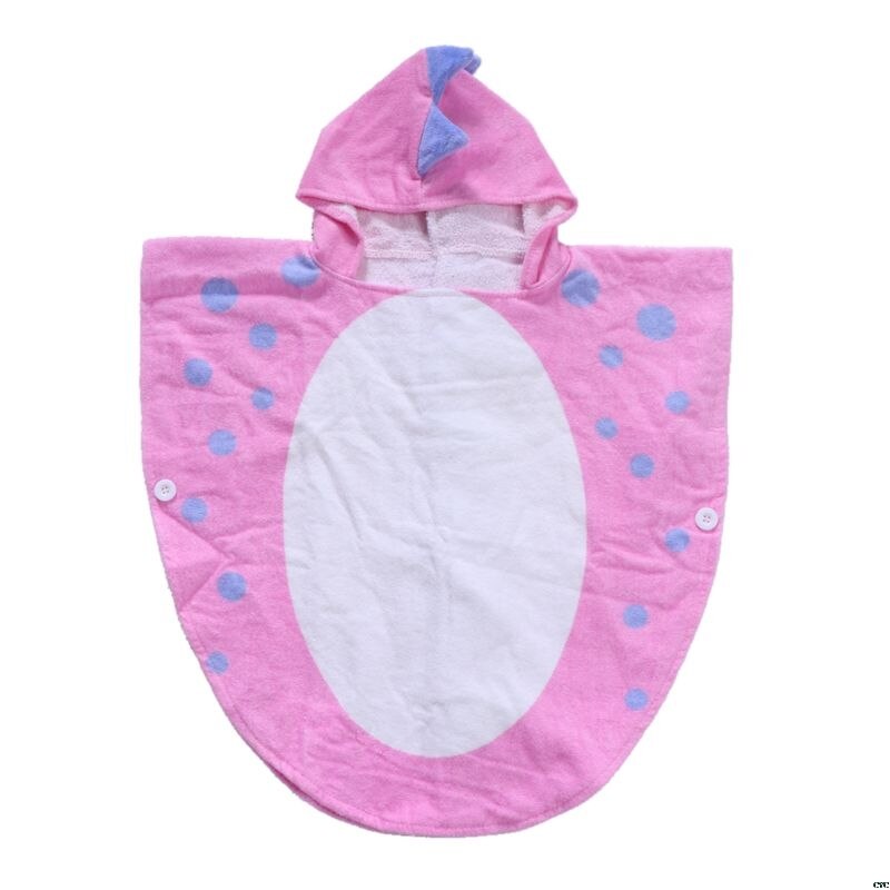 Hooded With Paw Dinosaur Ponchos Hooded Children's Bath Towel Kids BeachTowel Infant Bathrobe: Pink