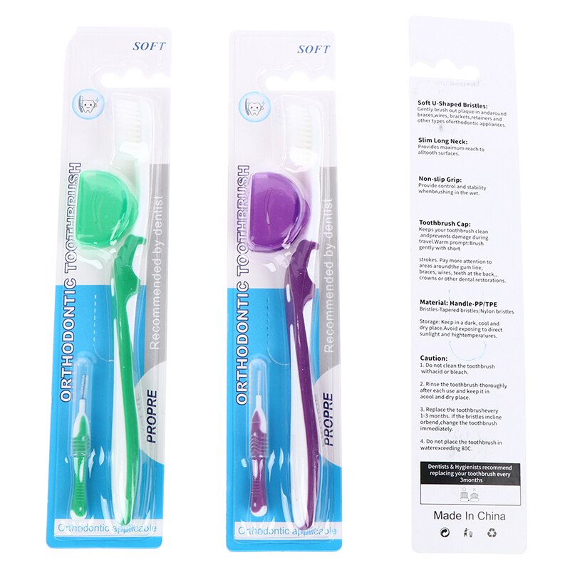 Cepillo de dientes en forma de V para adultos, con funda, Juego de cepillos interdentales, Kit de cepillo de dientes de hilo Dental, limpieza bucal