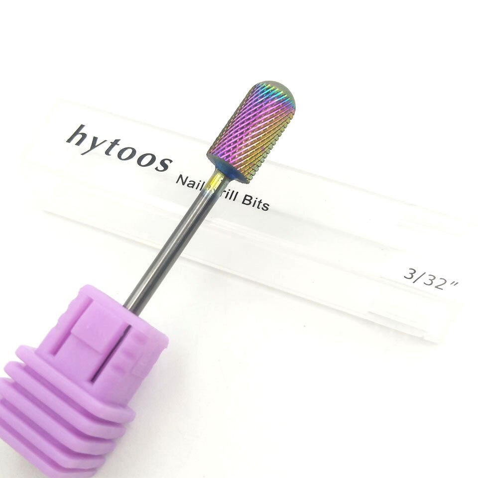 HYTOOS-brocas de carburo de tungsteno con recubrimiento de arco iris, 5 tipos, para manicura, accesorios, fresa