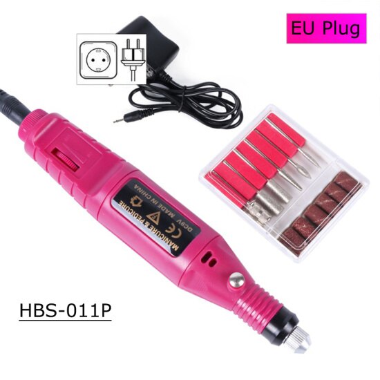 Stz Elektrische Nagel Boormachine Pen Apparaat Voor Manicure Frezen Elektrische Nail Sander Pedicure Manicure Kit HBS-011P: HBS-011P Set EU Plug