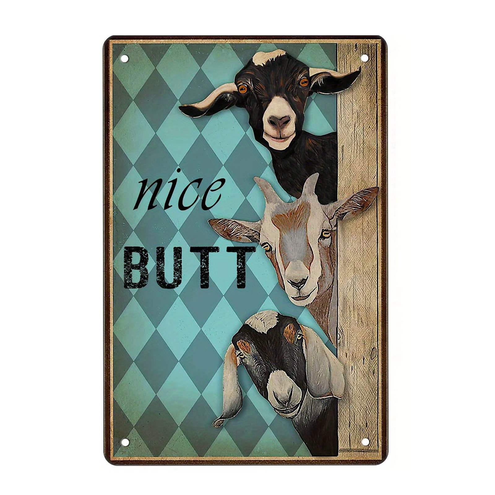 Divertido letrero de granja de cabras: mantenga la puerta cerrada, letrero de precaución de estaño/aluminio de metal para valla de granja, pared de casa y puerta: XL / Rosa dorada