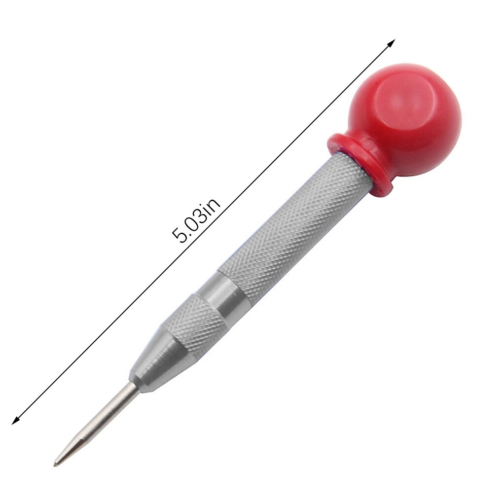 Automatic Center Pin Punch Spring Loaded Marking Starting Holes Tool HSS Center Punch Stator Punching Marker Woodwork Drill Bit: Silver with cap