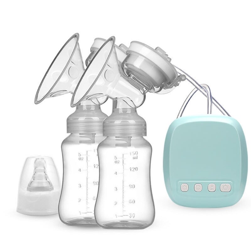 Tire-lait électrique, Portable et Rechargeable, Double pompe en Silicone à piles, pompe à lait Rechargeable Ultra-silencieuse: Bleu