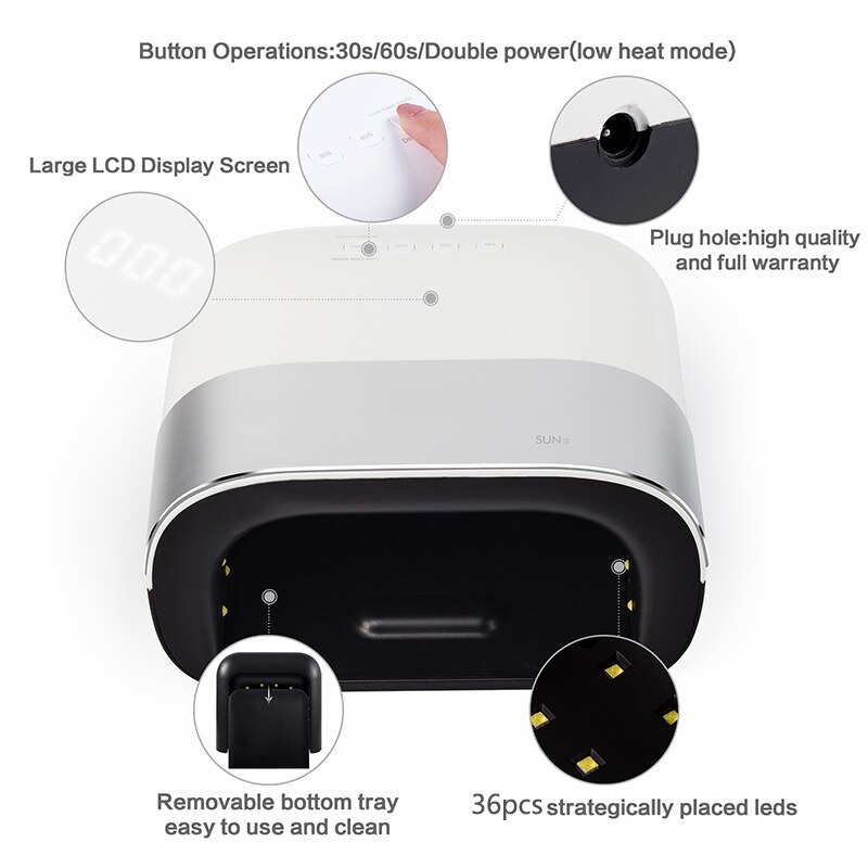 SUN3 Nail Dryer Smart 2.0 48W UV LED Lamp Nail with Smart Timer Memory Invisible Digital Timer Display Nail Drying Machine