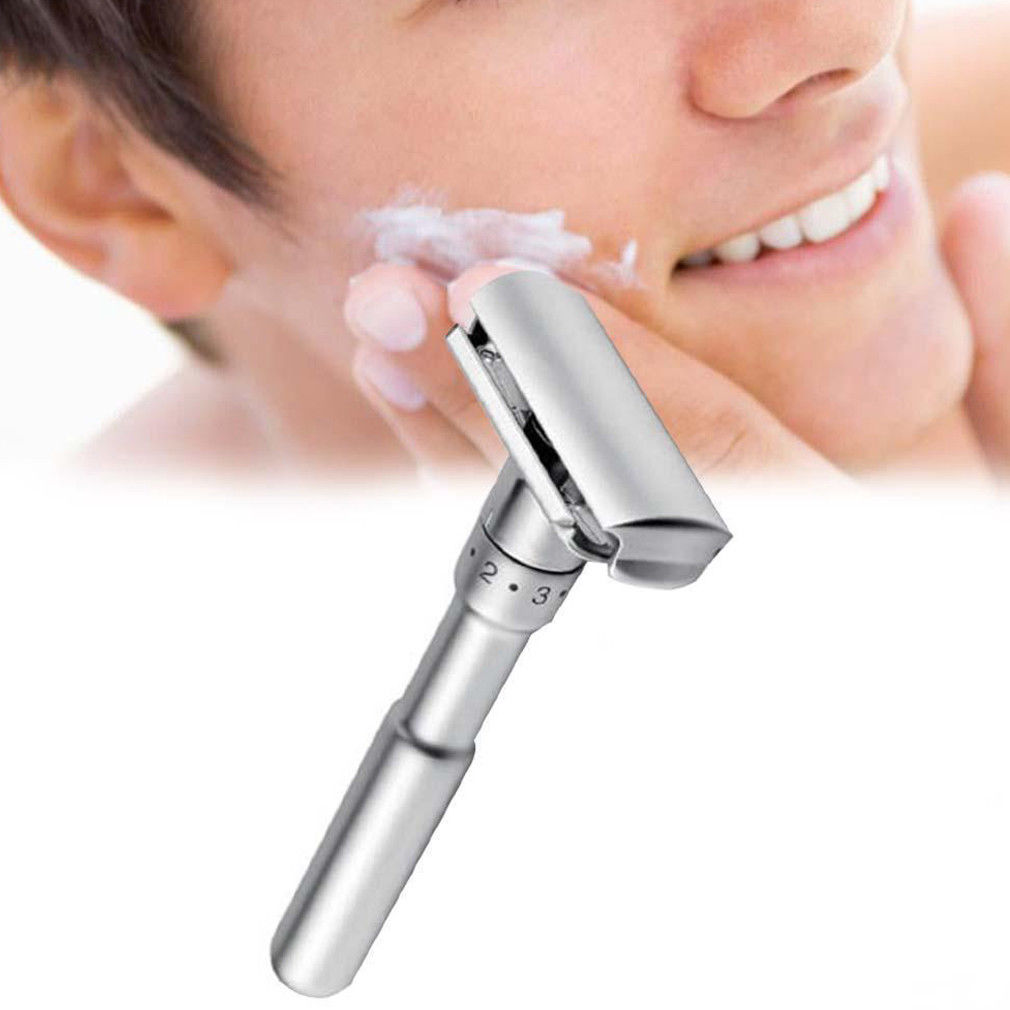 Butterfly Safety Razor & 10 Double Edge Blades Classic Shaving Vintage