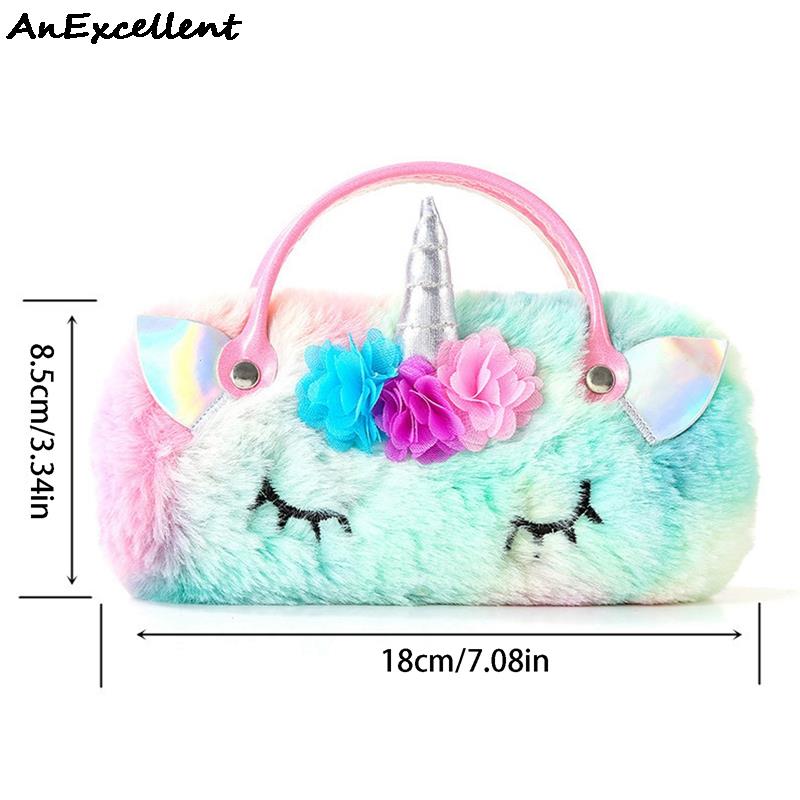 Kawaii – boîte à lunettes licorne, portable, mignon, Animal de dessin animé, pour filles, enfants, étui à lunettes, , papeterie scolaire