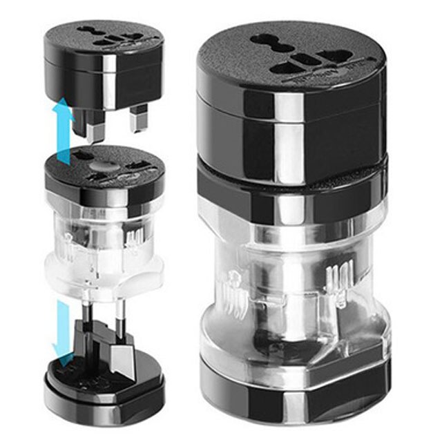 Uniwersalny adapter wtyczki podróżnej nas UK AU EU wielofunkcyjny konwerter gniazdo ładowarki gniazdko elektryczne adapter wtyczka: czarny