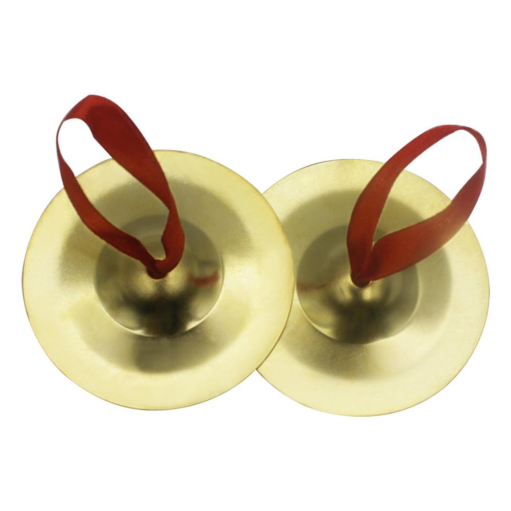 2Pcs Musical Instrumen Belly Dance Brass Finger Cymbals Middle East Percussion Mini Cymbals Dancing Props: Gold