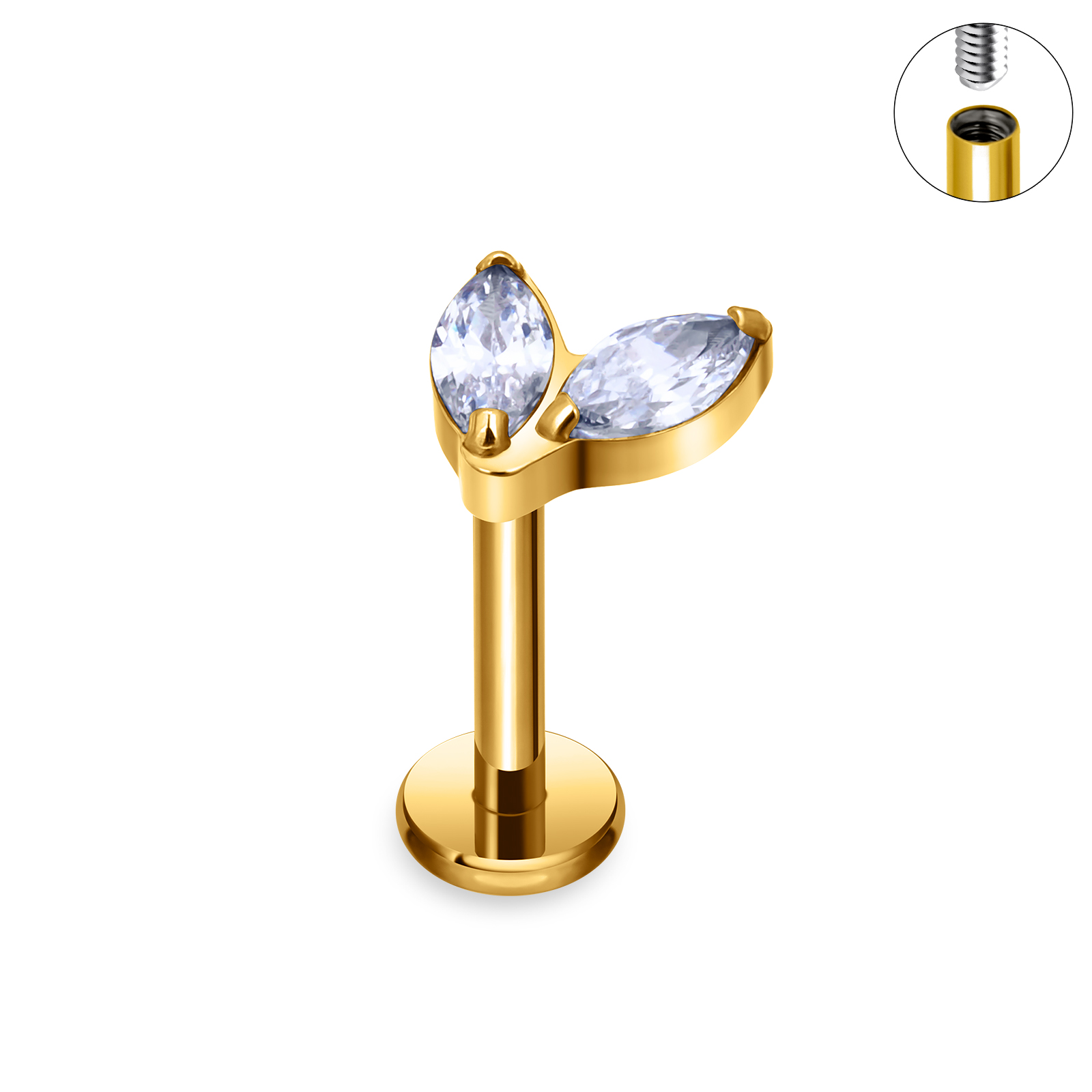 G23 titanio 16G Piercing Labret labio Nasal pendiente de tuerca hilo interno joyería del cuerpo oreja Tragus cartílago hélice Dait