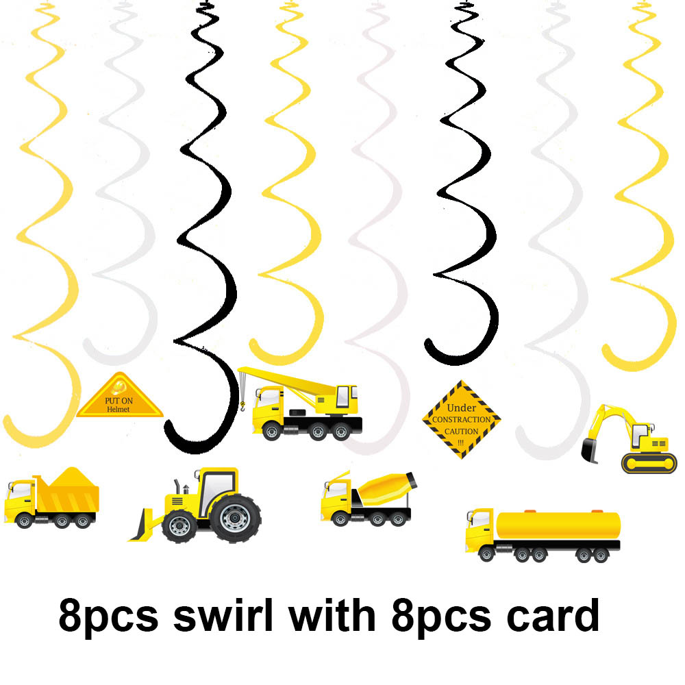 7 stks Bouw Cupcake Topper Pick Dump Truck Graafmachine Tractor Party Cake Toppers voor Kinderen Verjaardag Baby Shower Party Decor: Zilver