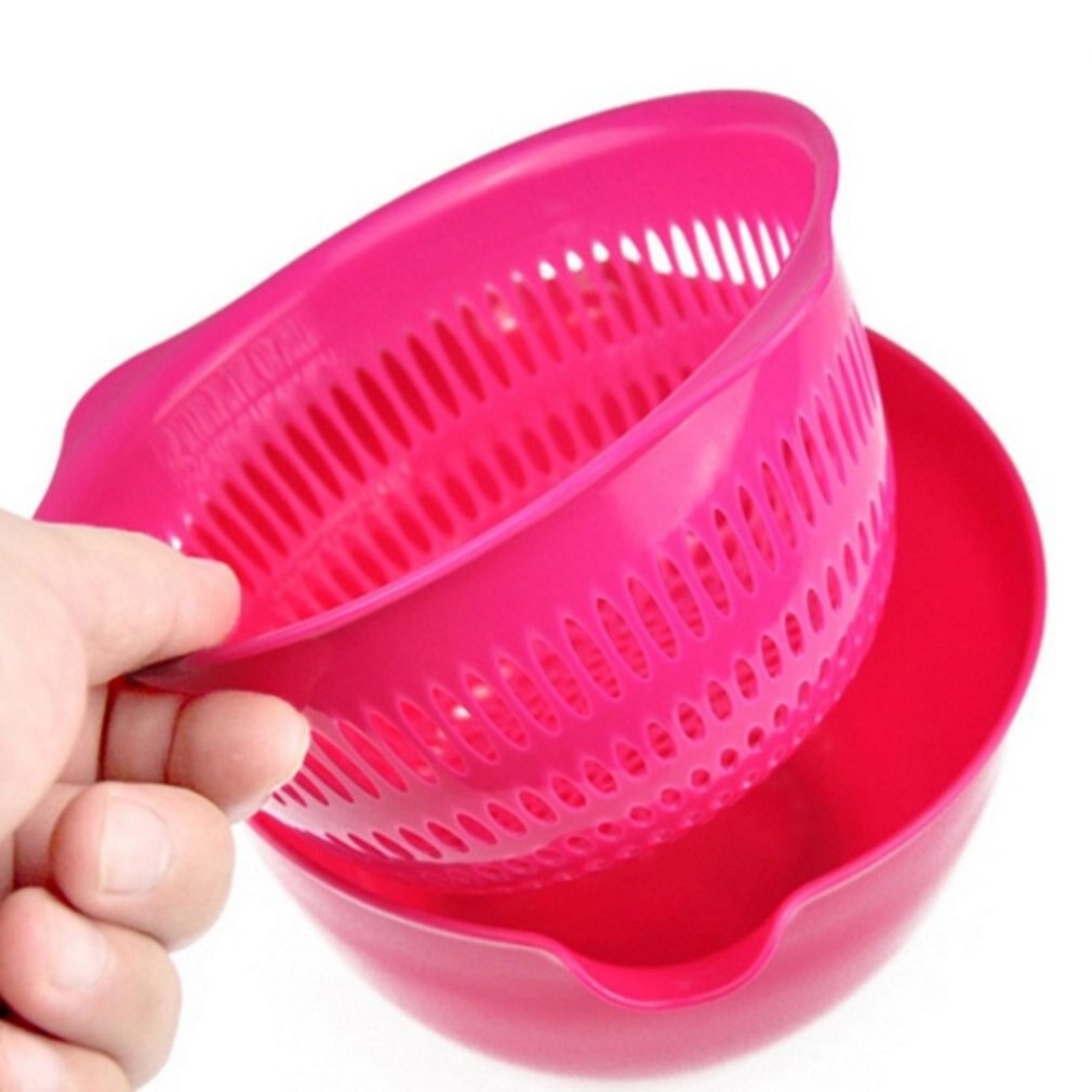 Double Plastic Drain Basket Living Room Wash Fruit Basket Kitchen with Lid Panning Wash Basket Drain Kichen Accessories