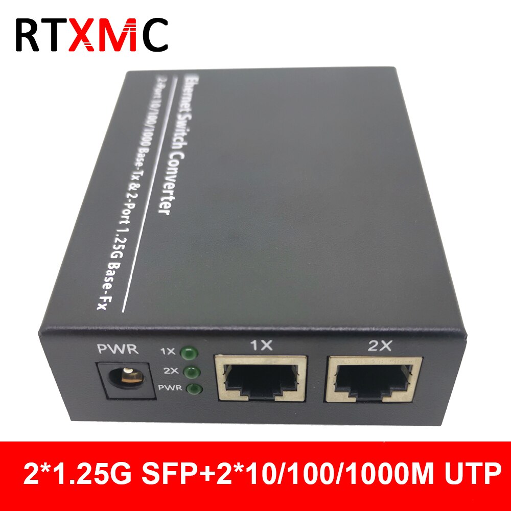Gigabit Ethernet Switch Ethernet Fiber 2 Port 1.25G SFP Fiber & 10/100/1000Mbps UPT Gigabit Fiber Switch With Power