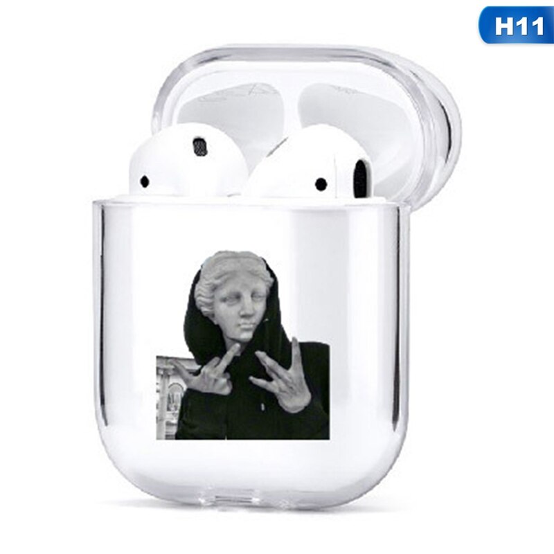 Caso sveglio Per Il Caso di Apple airpods caso Del Fumetto Divertente Statua di Arte Senza Fili di Bluetooth del Trasduttore Auricolare Per Il Caso di Airpods 1/2 Morbido custodia protettiva: CEA7371H11