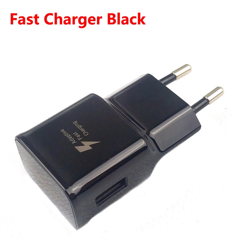 Type C Cable For Samsung S20 S10 S9 S8 Plus Note 10 8 9 9V/1.67A Adaptive Fast Charging Travel Adapter Wall Charger Type C Cable: Only Charger Black