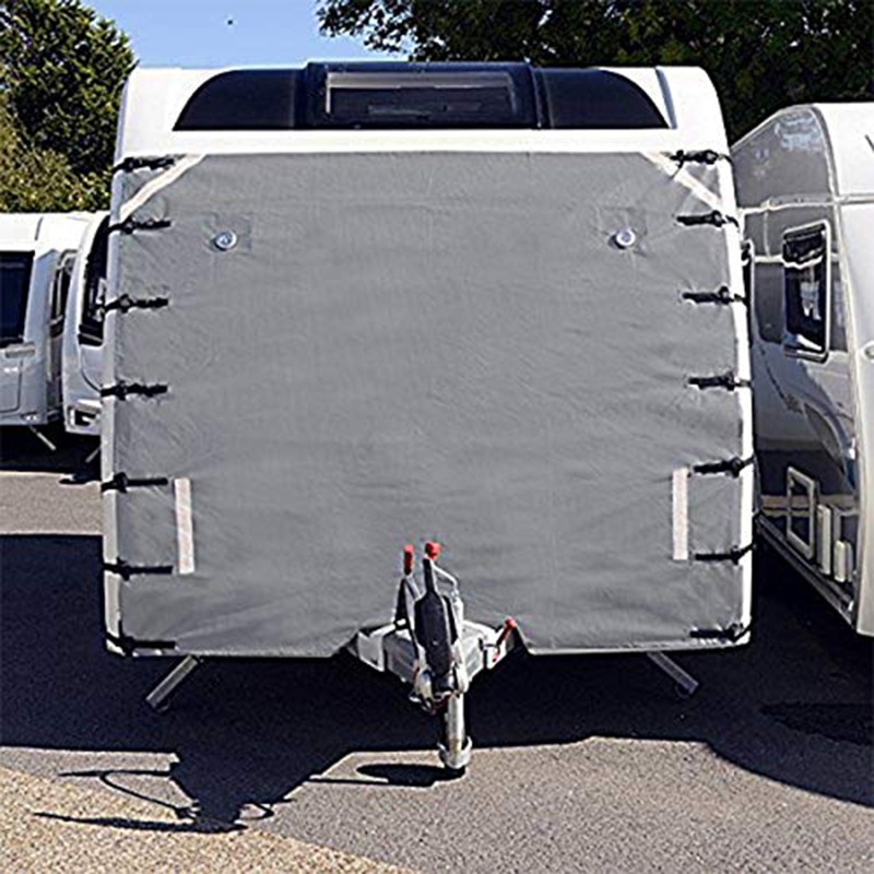 Caravan Front Towing Cover,Universal Caravan Protector Covers Accessories with 2 LED Lights for RV Motorhome