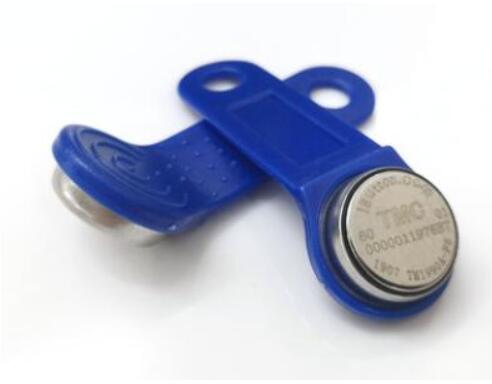 ! 100 pcs Dallas DS1990A DS1990 F5 Serienummer iButton I-Knop elektronische sleutel IB tag kaarten fobs w/ handvat: blue