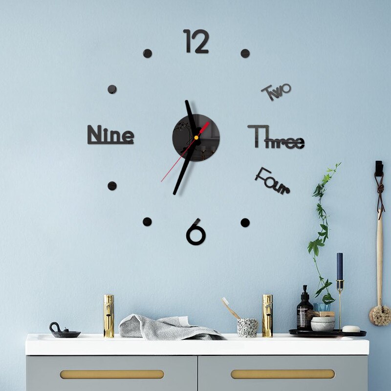 DIY Wall Clock Bedroom Living Room 3D Mirror Stickers Wall Surface Sticker Home Office Decor Clock modern Style Wall Clocks