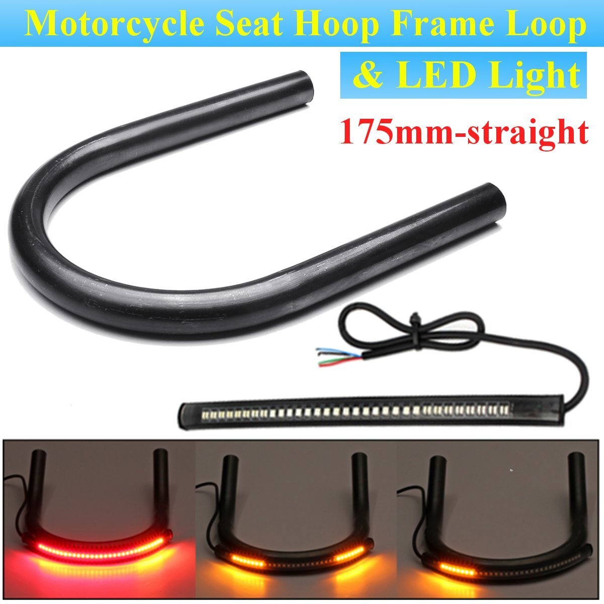 175/210/230MM Motorcycle Rear Seat Frame Hoop Loop LED Stop Richtingaanwijzer Remlicht voor Cafe racer/Honda/Kawasaki/Suzuki/Yamaha