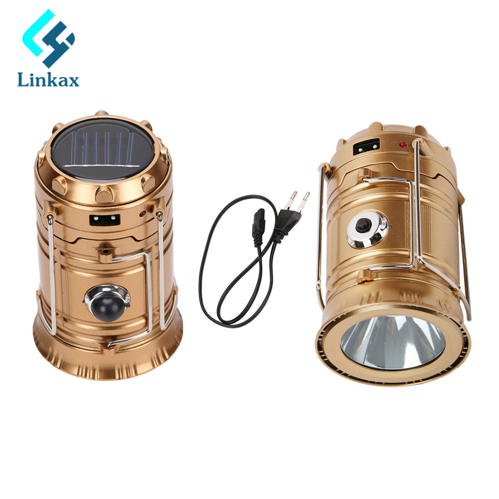 Collapsible Solar Portable Camping Lantern Rechargeable Tent Lamp Handy Light for Hiking Emergencies Lighting EU/US