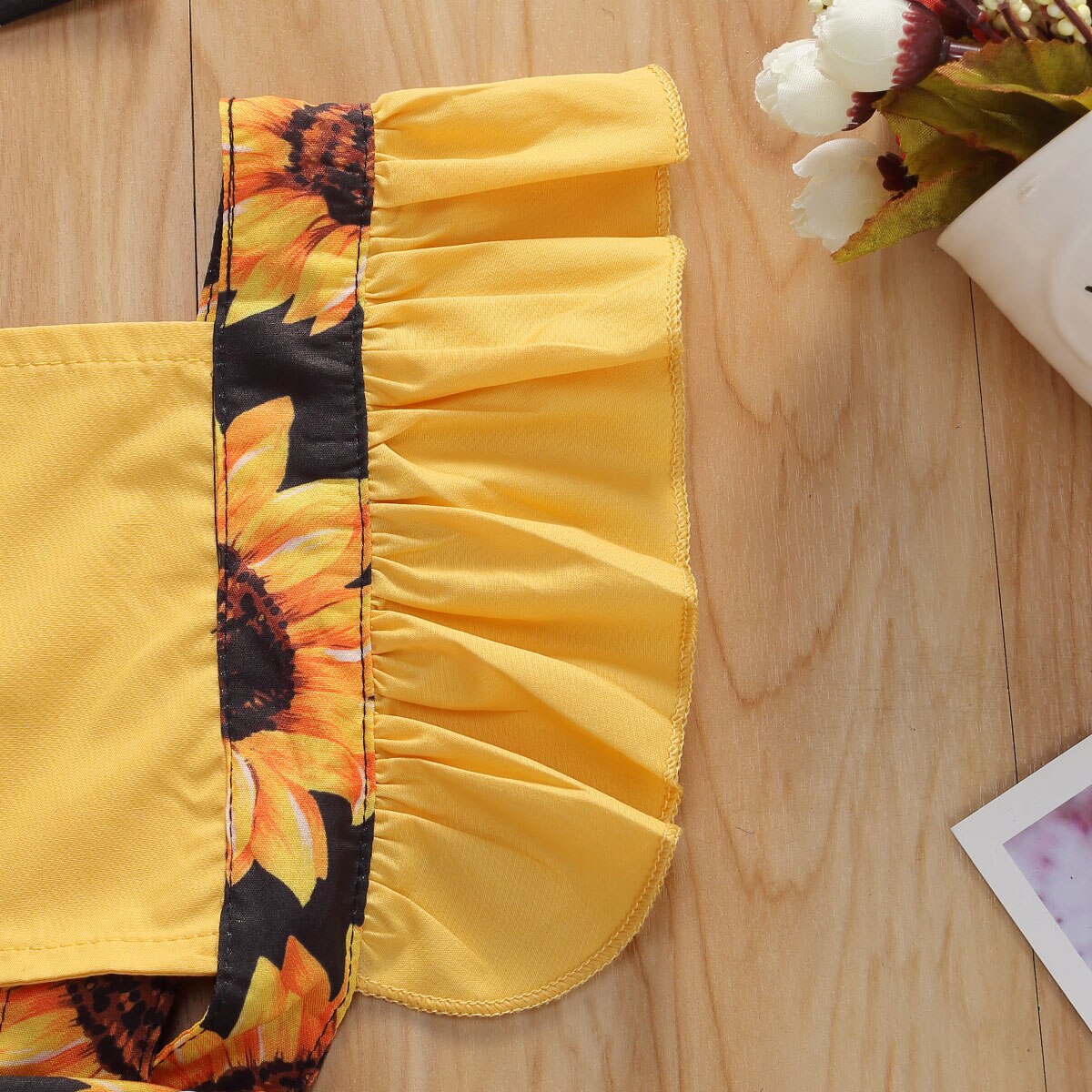 0-24M Baby Summer Clothes Infant Babies Girls Boys Sunflowers Bodysuits Ruffles Sleeve Print Summer Jumpsuits Headband
