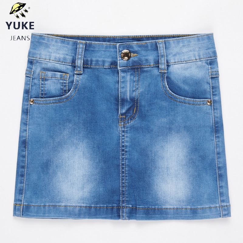 Yuke stil flickor denim kjol junior kort denim kjol dam stretch jeans kjol barnens elasticitet denim kjol 8-15 ålder