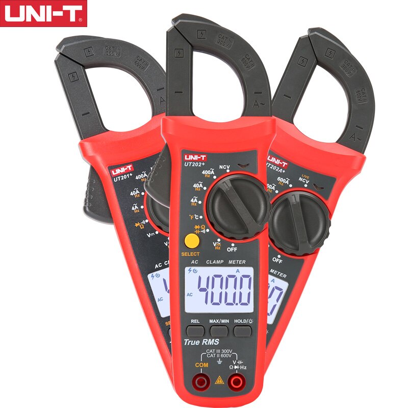 UNI-T UT201 +/UT202 +/UT203 +/UT204 +/UT202 + 400-600A digital clamp meter; gama automático multímetro true RMS de alta precisão