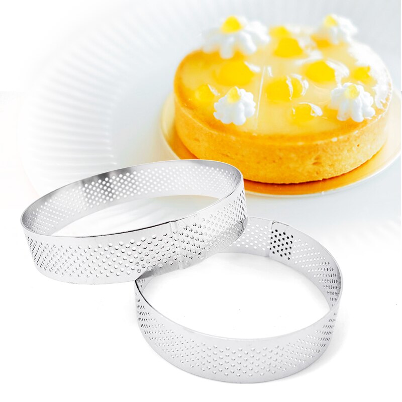 6 8 10 Cm Rvs Taartvorm Ring Taartje Cake Mousse Mallen Cirkel Cutter Pie Ring Hittebestendig geperforeerde
